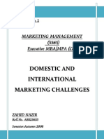 Download Domestic  International Marketing Challenges by Zahid Nazir SN14490034 doc pdf