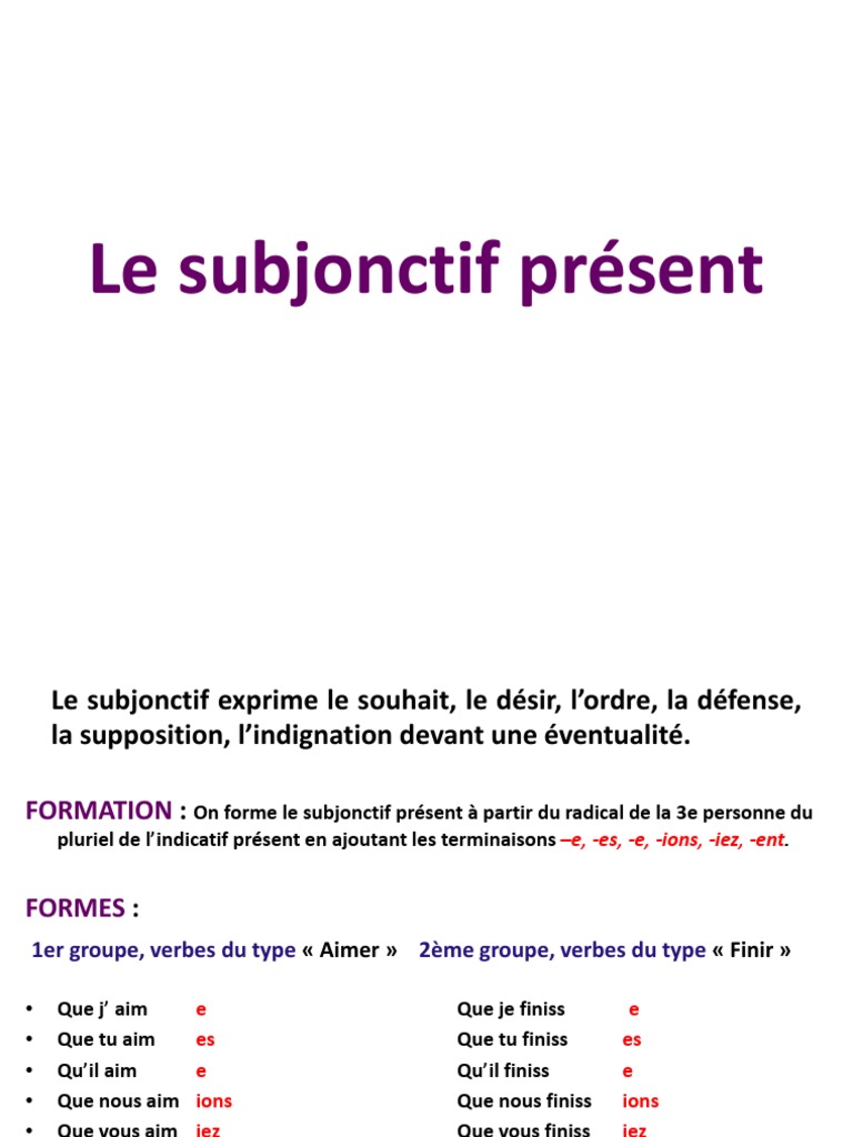 Voir Au Subjonctif Présent De L indicatif Le Subjonctif Present | PDF | Clause | Règles