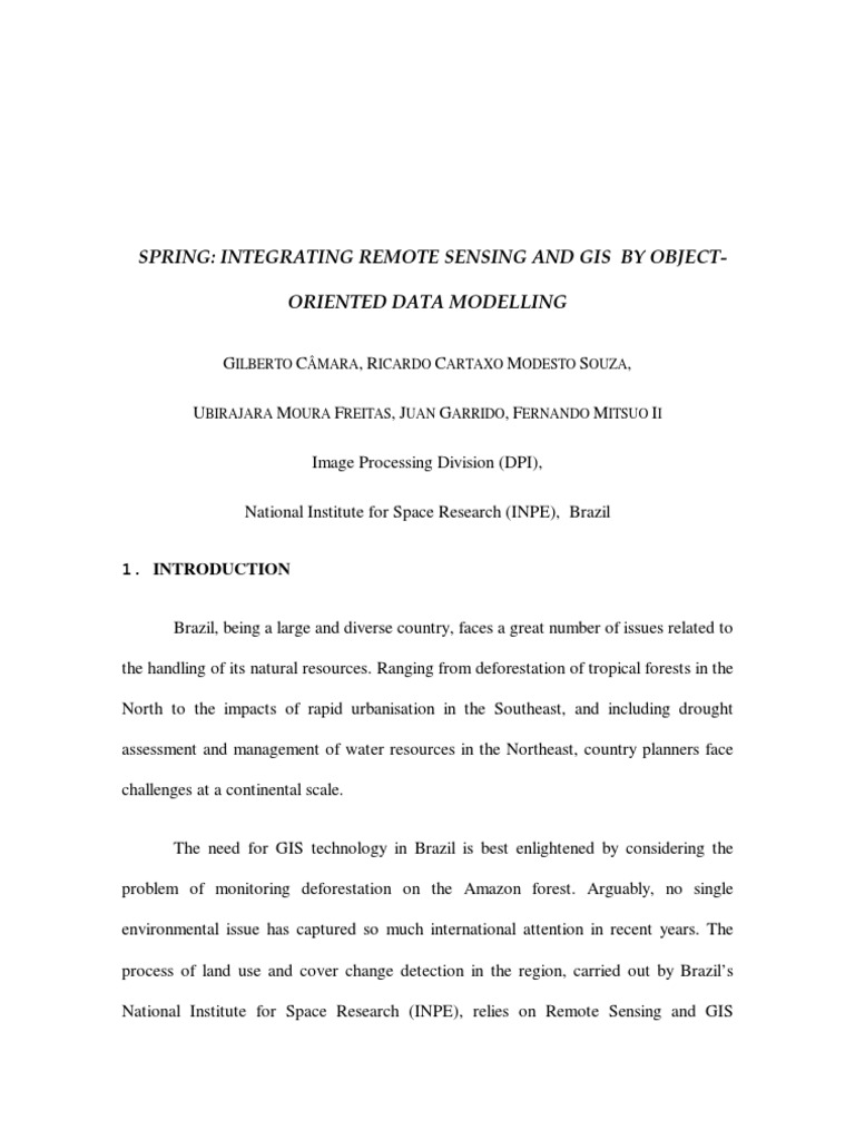 Integrating Remote Sensing and Gis by Objectoriented Data Modelling | PDF