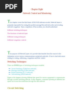 Chapter Eight Network Control and Monitoring: Circuit Switching