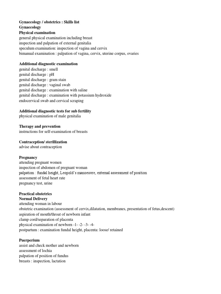 Skill List Obstetri Pdf