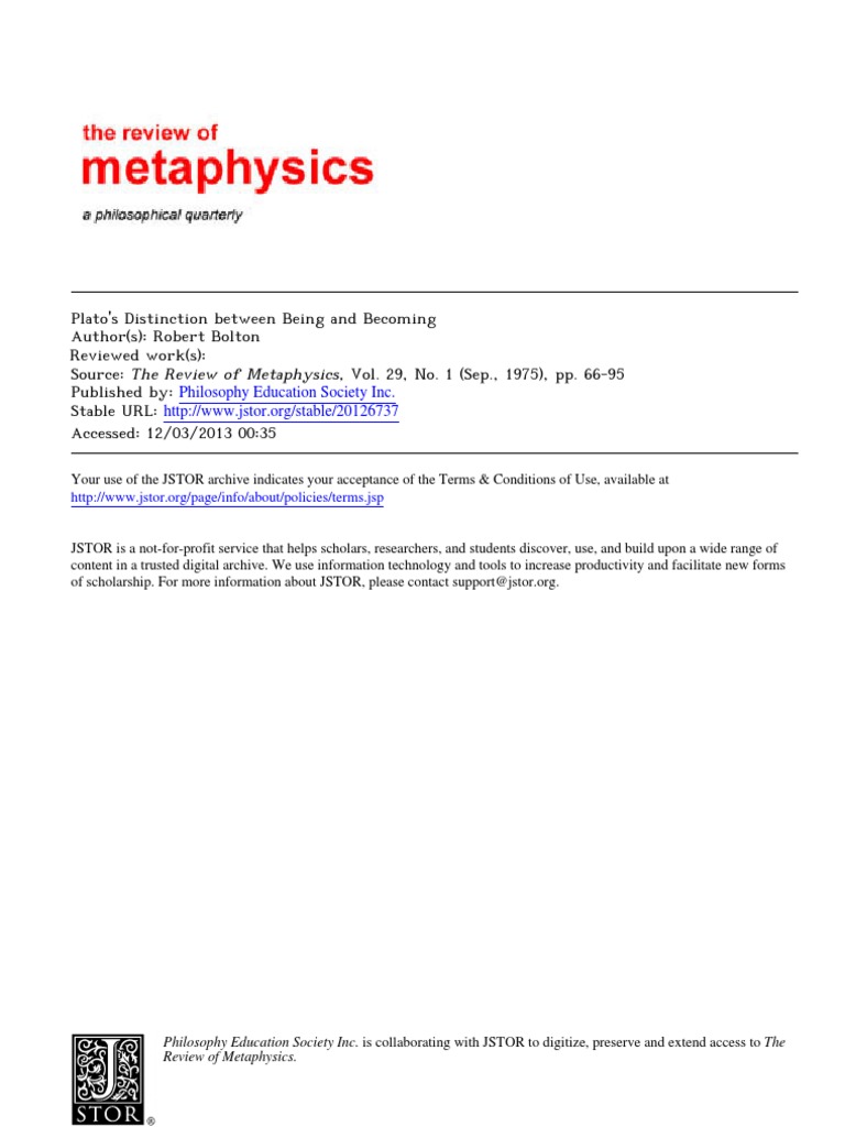 BECOMING VS BEING PLATO intelligence overview