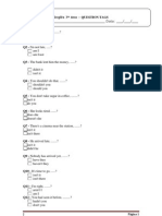 Inglês 7º. Ano QUESTION TAGS, Com Correcção