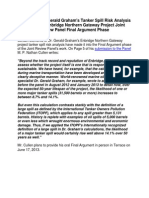 Portions of Dr. Gerald Graham's Tanker Spill Risk Analysis Included in Enbridge Northern Gateway Project Joint Review panel Final Argument Phase