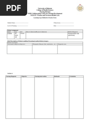 Learning Log of Reflective Practice Form