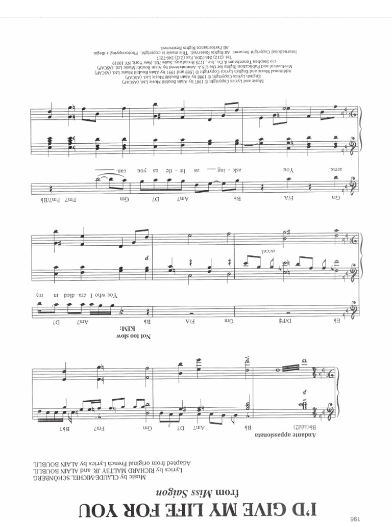 I'd Give My Life for You Miss Saigon