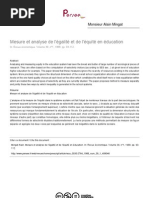 Mesure et analyse de l'égalité et de l'équité en éducation