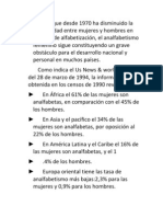 Aunque Desde 1970 Ha Disminuido La Desigualdad Entre Mujeres y Hombres en Materia de Alfabetizaci