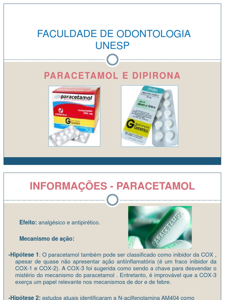 Diferenças entre Paracetamol e Dipirona | PDF | Especialidades médicas ...