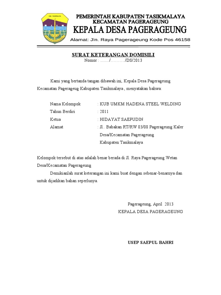 Domisili Kelompok H Dayat