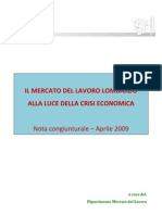 Cisl Lombardia  Rapporto congiunturale lavoro aprile 2009