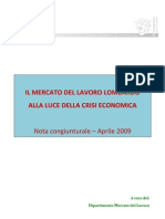 Cisl Lombardia Rapporto Congiunturale Lavoro Aprile 2009