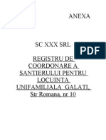 Anexa - Registru de Coordonare Al SC XXX SRL