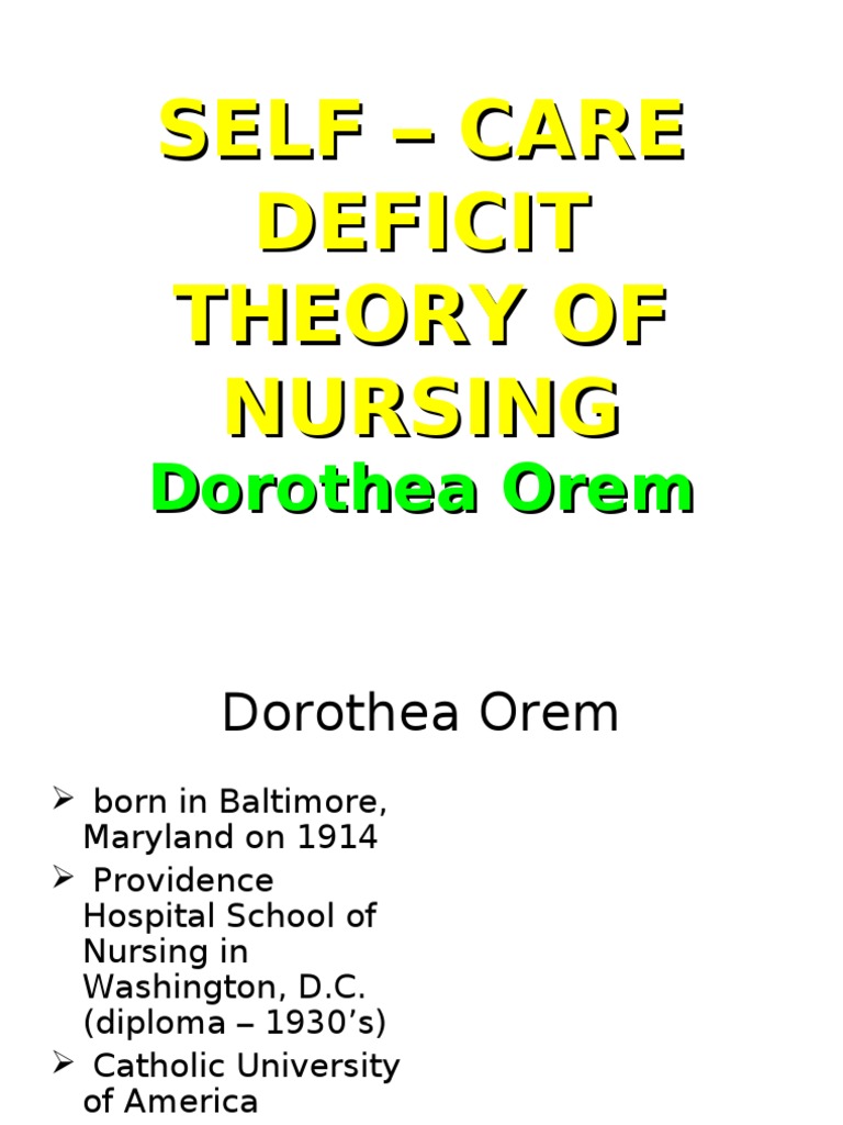 Self Care Deficit Nursing Theory Diagram