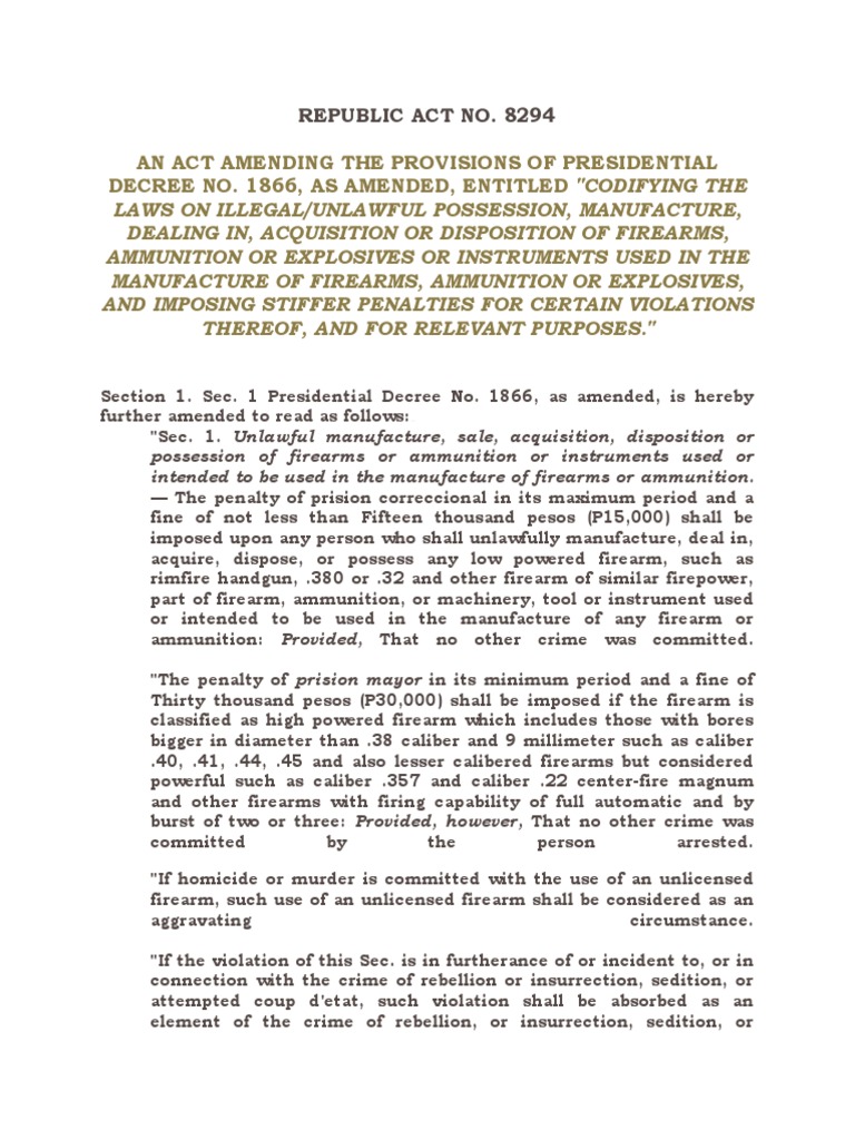 Strengthening Philippine Laws on Illegal Firearms and Explosives by