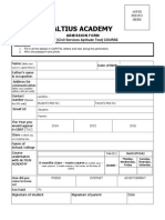 Altius Academy: Admission Form CSAT (Civil Services Aptitude Test) COURSE