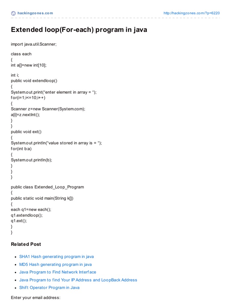 Java Extended Loop Example Code | PDF | Technology & Engineering