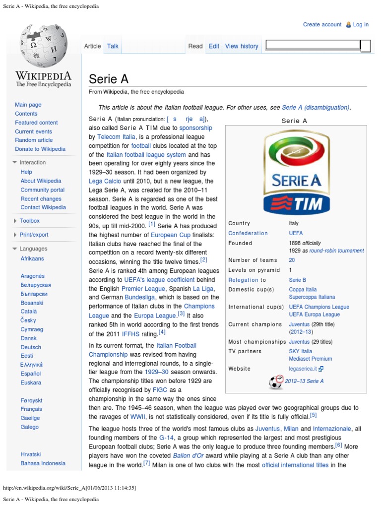 Serie A - Wikipedia, The Free Encyclopedia, PDF