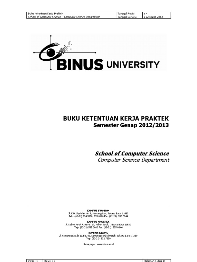 Kriteria Laporan Kp Teknik Informatika Binus