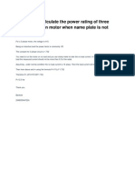 How Do You Calculate The Power Rating of Three Phase Induction Motor When Name Plate Is Not Available