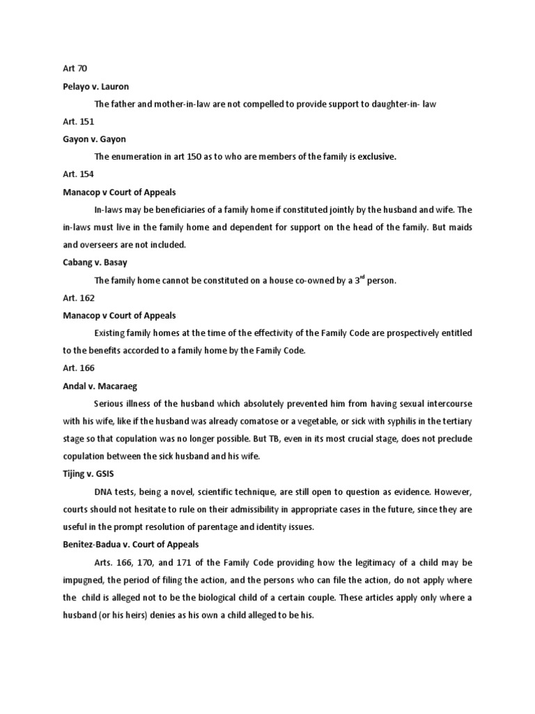 Family Code Legal Interpretations | PDF | Wellness