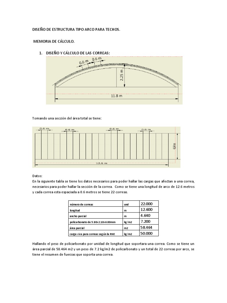 Diseño de Estructura Arco para Techos | PDF | Cantidades fisicas