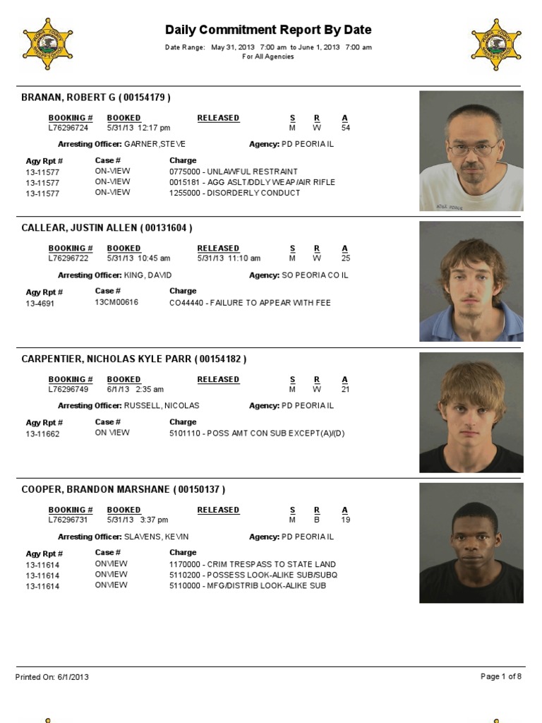 Peoria County Daily Commitment Report | PDF | Law