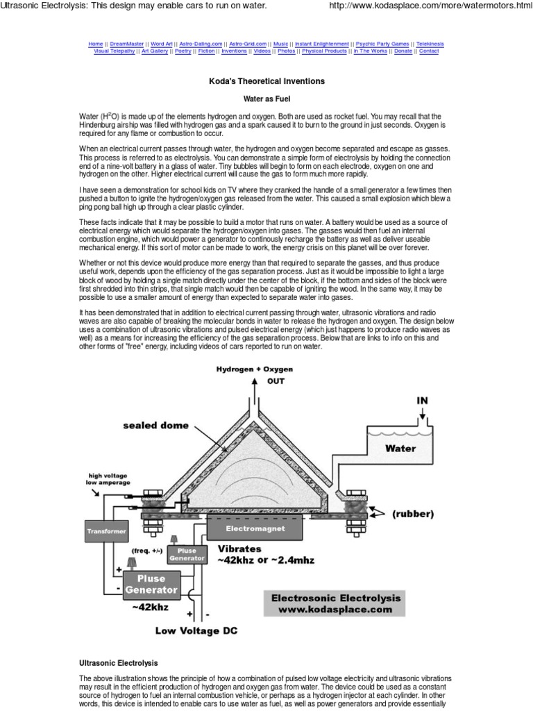 Water-Powered Motor Concept | PDF | Properties Of Water | Nuclear Fusion