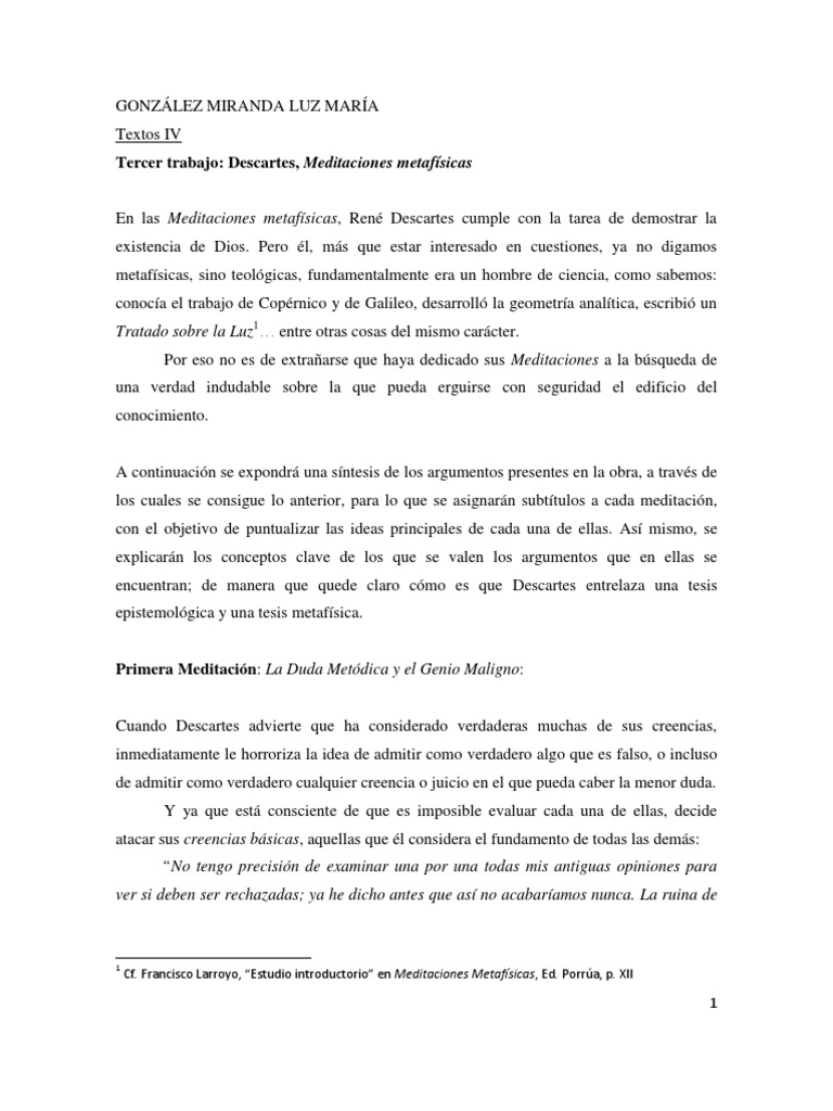 Descartes Meditaciones | René Descartes | Verdad