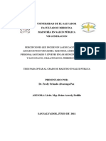 Percepciones Que Inciden en La Educaciã"n Sexual de Adolescentes Por Padres, Maestros, Lã Deres Religiosos, Personal Sanit 1