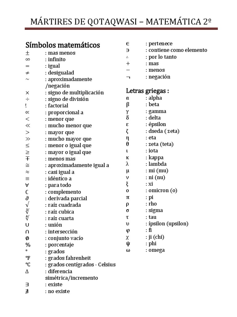 Simbolos Matematicos PDF