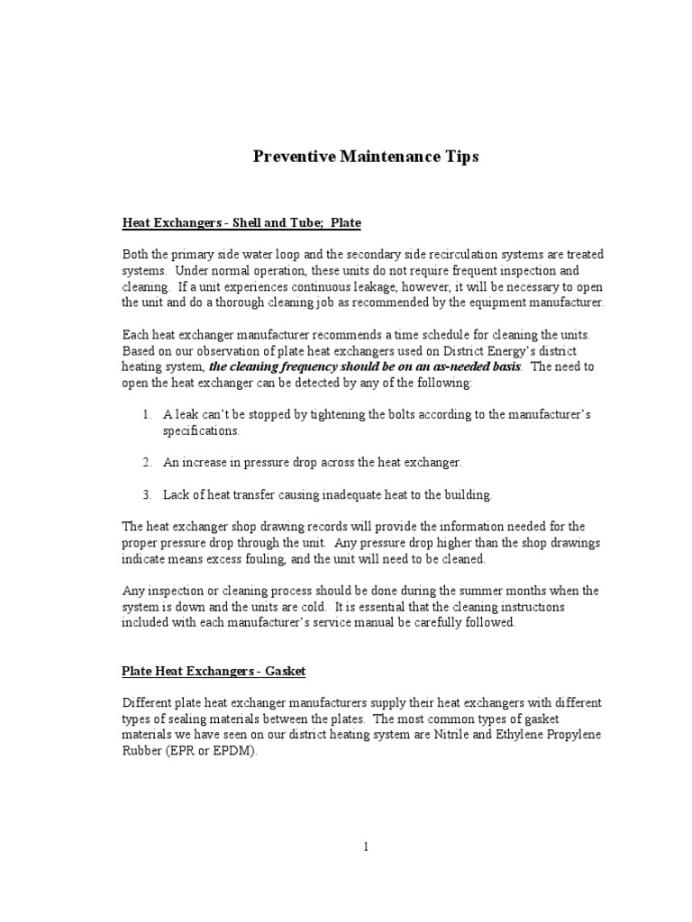 Maintenance Tips For Heat Exchanger | PDF