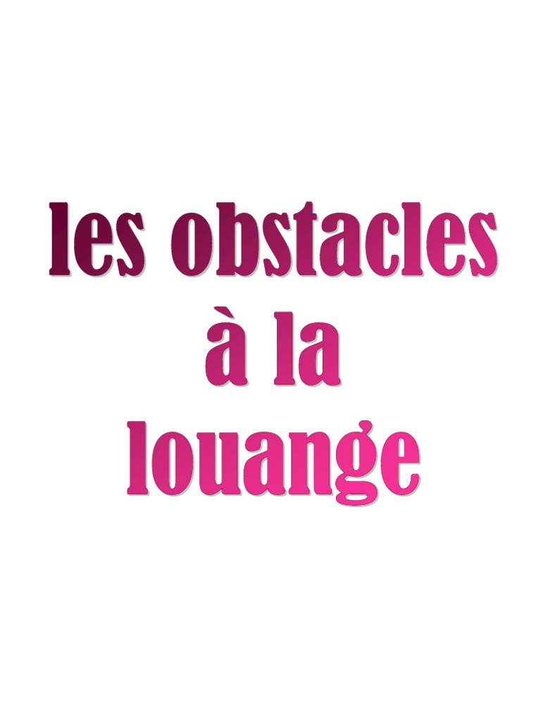 Obstacles à la Louange Spirituelle | PDF | Amour | Dieu