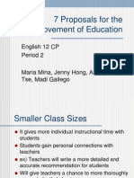 7 Proposals For The Improvement of Education: English 12 CP Period 2