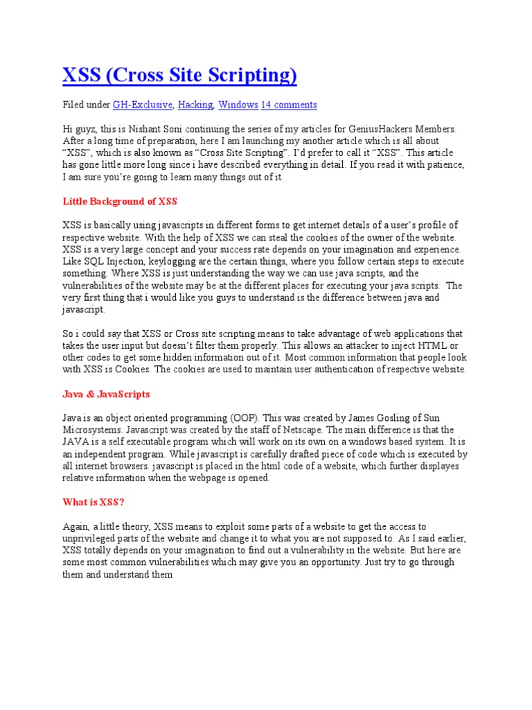 Xss Cookiecatchers PDF Http Cookie Java Script