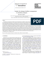 The Cost of Uncertainty For Nitrogen Fertilizer Management: A Sensitivity Analysis