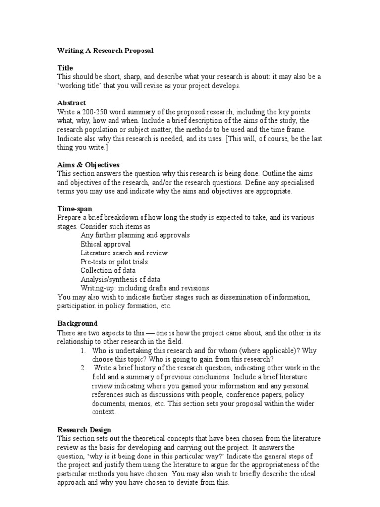 objectives in research proposal sample