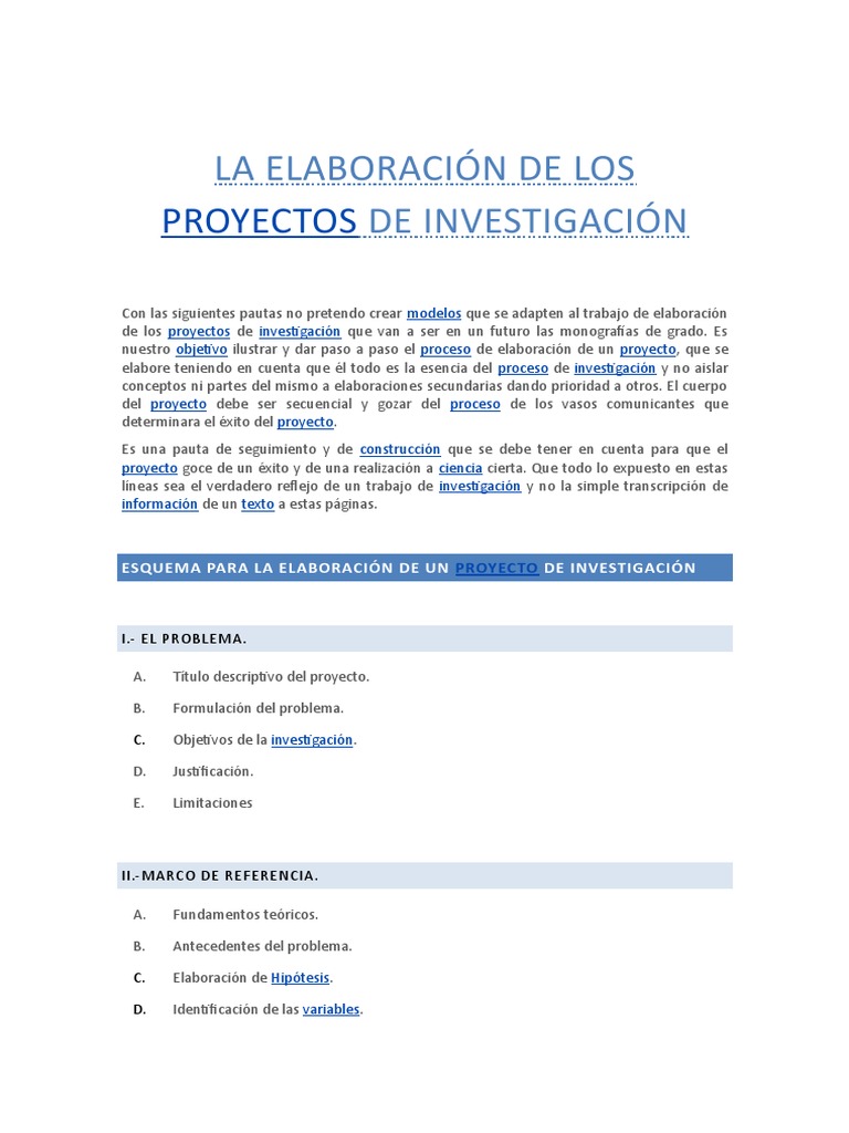 Pasos para Elaborar un Proyecto de Investigación | PDF | Hipótesis ...
