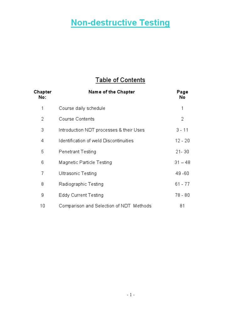 Nondestructive Testing Methods Overview | PDF | Nondestructive Testing ...