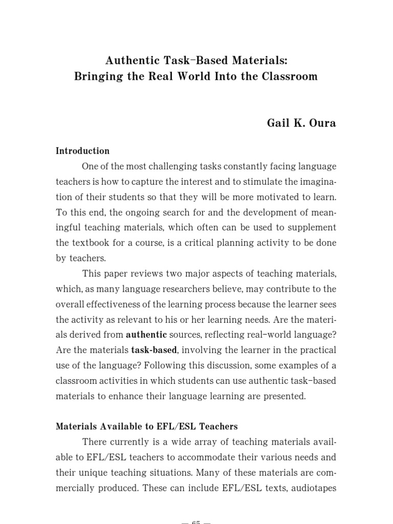 Authentic Task-Based Materials Bringing The Real World Into The PDF ...