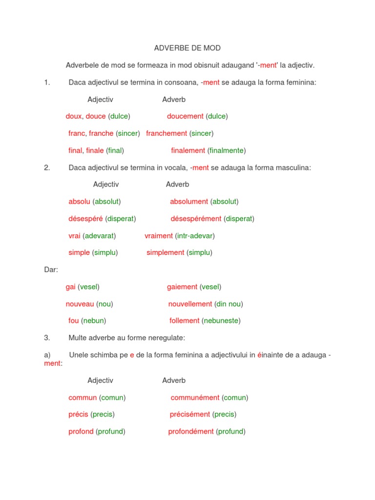 Adverbe de Mod  Grammaire