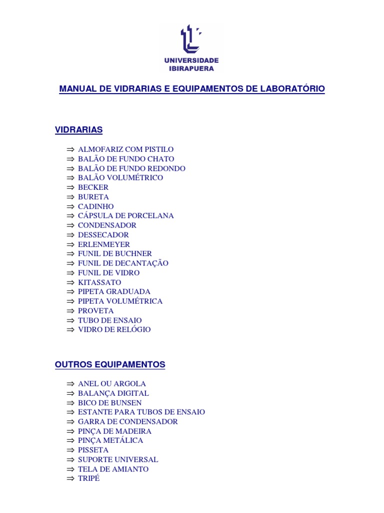 Manual de Vidrarias e Equipamentos de Laboratorio | PDF