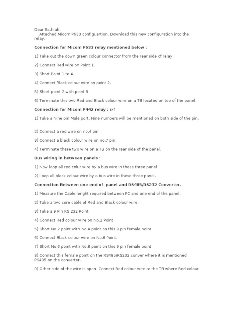 Connection For Micom P633 Relay Mentioned Below | PDF | Physical Layer ...