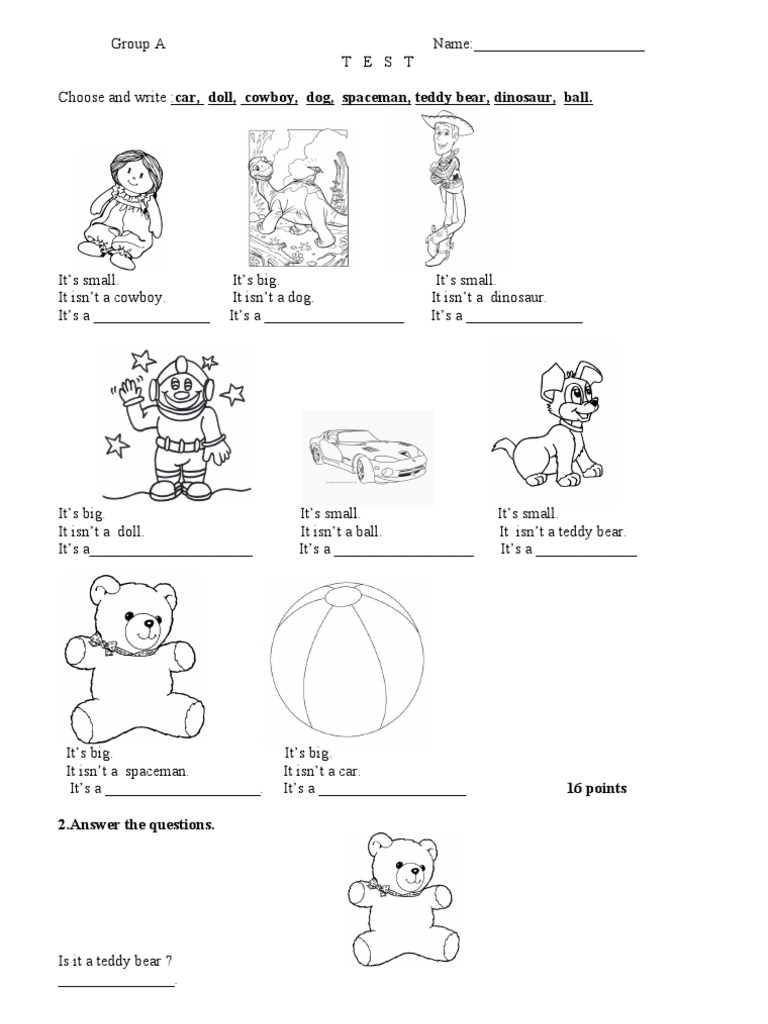 Toy Identification Test Worksheet | PDF | Self-Improvement