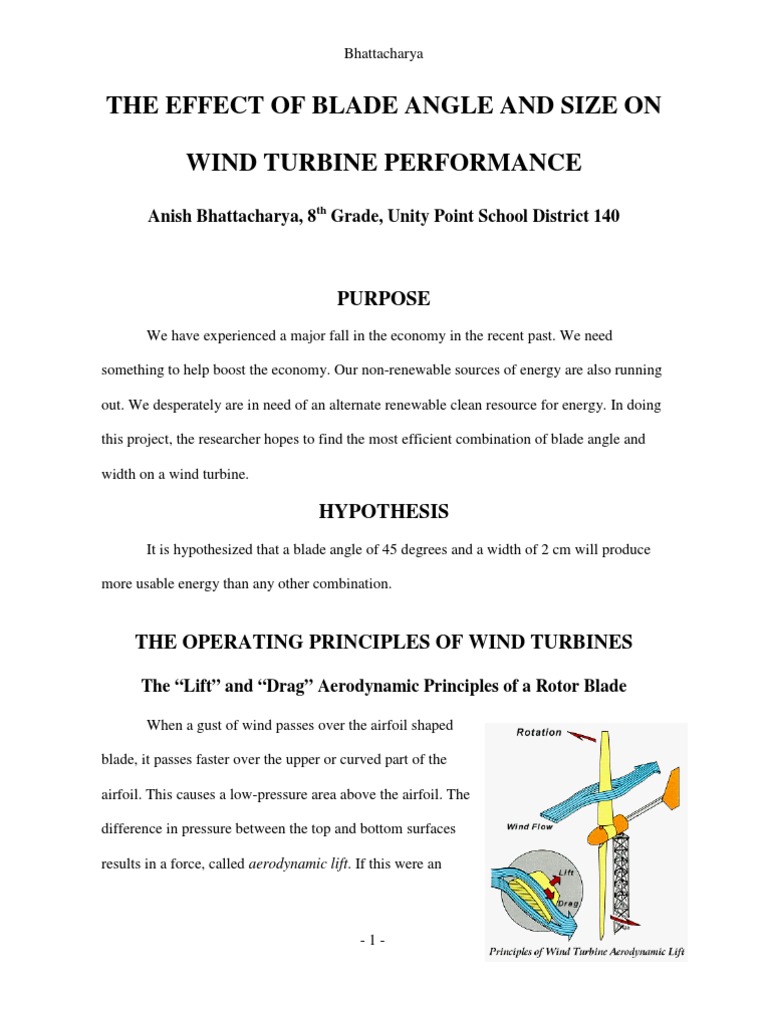 The Effect of Blade Angle and Size On Wind Turbine Performance | PDF