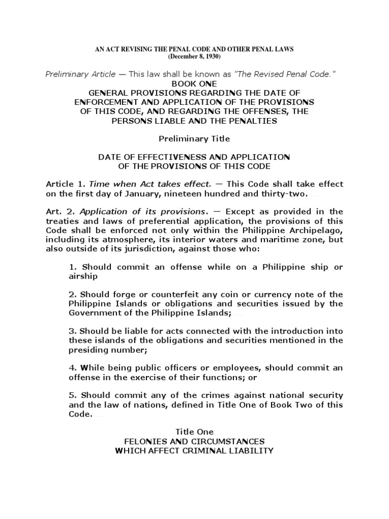 Crim Law Revised Penal Code of The Philippines PDF | PDF | Politics ...