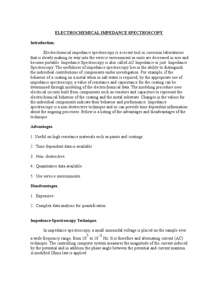 Electrochemical Impedance Basics | PDF | Electrical Impedance | Capacitor