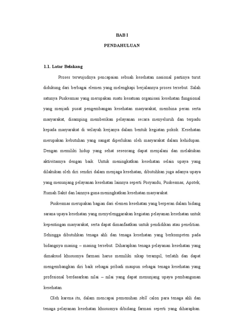 Laporan Praktek Kerja Lapangan Puskesmas