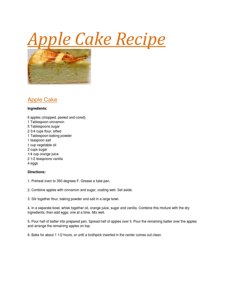 Apple Cake | PDF | Cooking, Food & Wine | Lifestyle