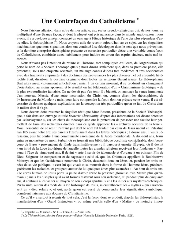 René Guénon - Une Contrefaçon Du Catholicisme | PDF | Église catholique ...